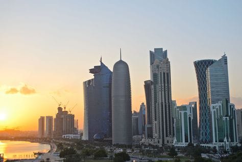 Doha skyline in Qatar, heading an article on Filipino expat jobs