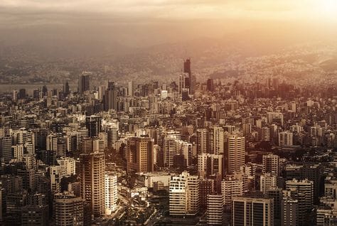 Beirut skyline in Lebanon, heading an article on entrepreneurship in the country