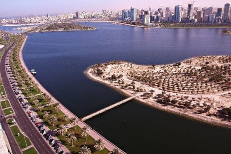 Buhairah Corniche in Sharjah, heading an article on falling Sharjah rents