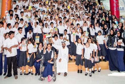 Children reading books, heading an article on the UAE Reading Nation campaign