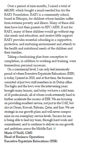 Marie O'Neill of EER Middle East, from an article on defining success