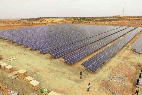 Solar panel array in Mauritania, from an article on Masdar's solar project