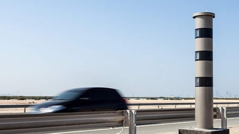 Speed radar camera on a UAE road, heading a guide to Dubai traffic fines and black points