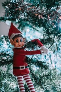 Elf on the shelf decoration, from an article on celebrating the holidays as an expat