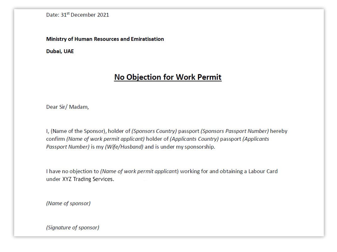 noc No objection certificate document, used across EER Middle East's immigration service pages