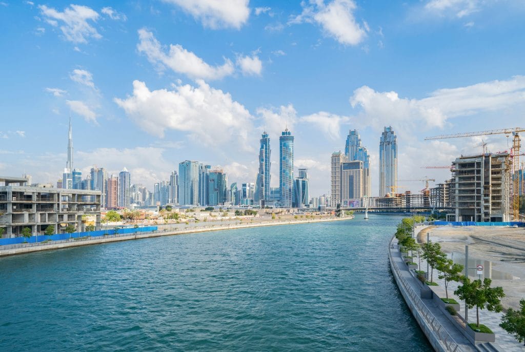 Downtown Dubai skyline with the Burj Khalifa, heading a guide to the cost of moving to Dubai